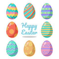 Colored Easter eggs pattern with different style, Vector.