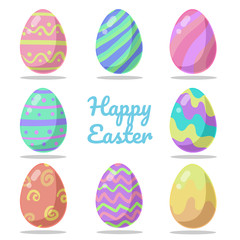 Colored Easter eggs pattern with different style, Vector.