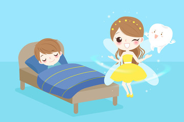 tooth fairy with boy