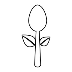 cutlery with leafs healthy food vector illustration design