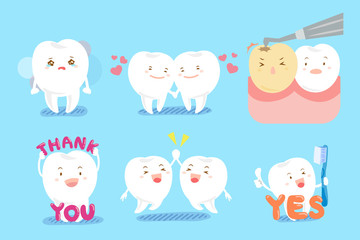 tooth with different emotion