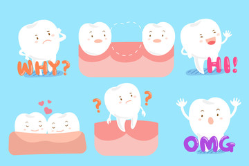 tooth with different emotion
