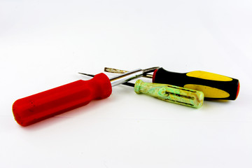 Tools for homework. Screwdrivers, wrenches and pliers.