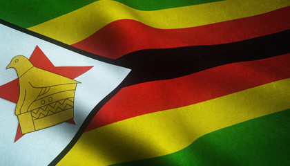 Realistic flag of Zimbabwe