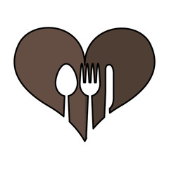 heart with set cutlery vector illustration design