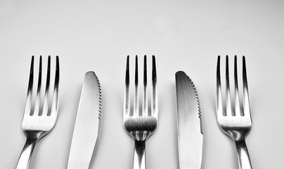 Forks and Knives isolated on white background