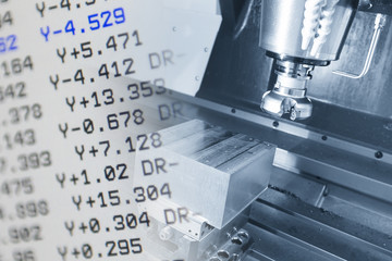 The CNC machine and the NC data scene  use micro cutting process with NC data display