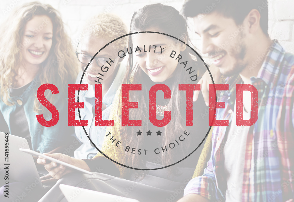 Poster selected decision result selection yes status concept