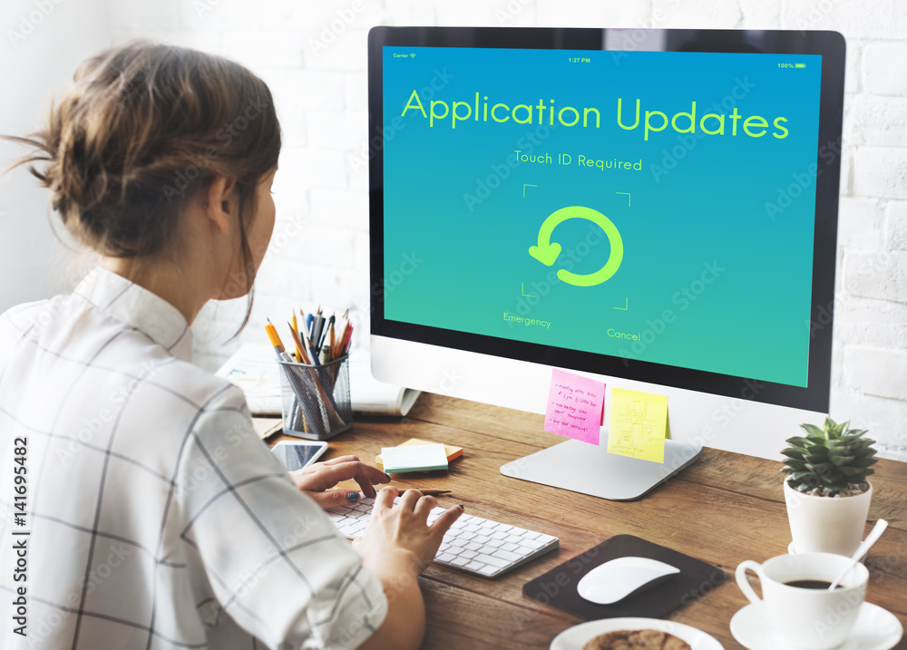 Poster application updates upgrade new version concept