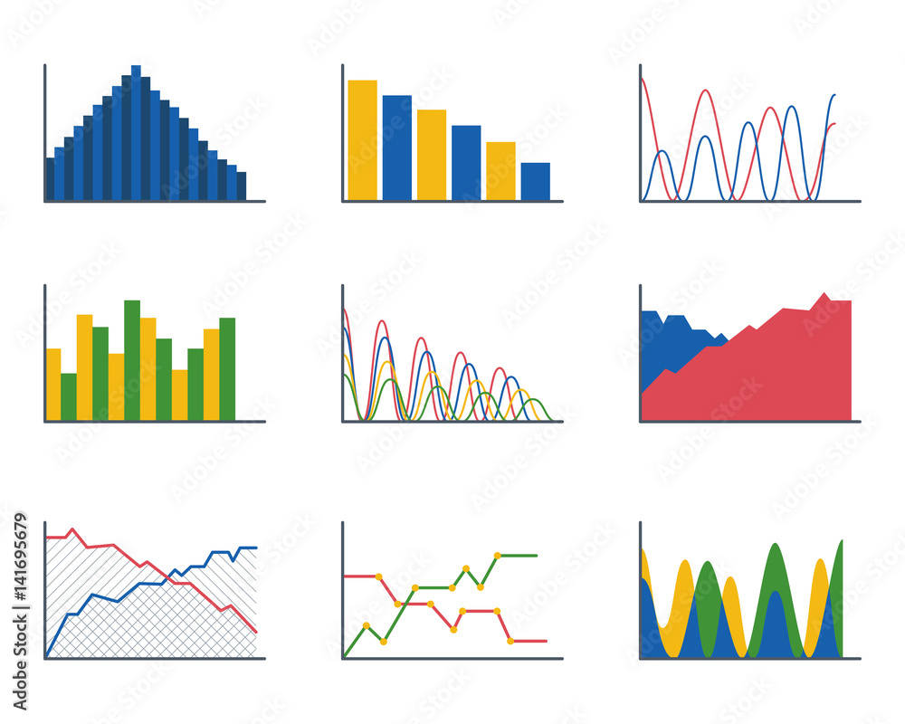 Poster business data graph analytics elements bar pie charts diagrams and flat icon infographics design iso
