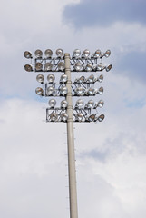 close up on pole of sport light tower in stadium