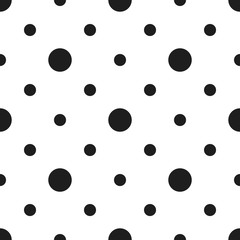 Black and white polka dot  seamless pattern. vector