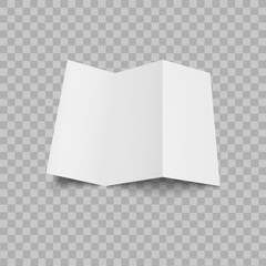 Blank trifold paper leaflet On transparent background. Mock up template ready for your design. Vector