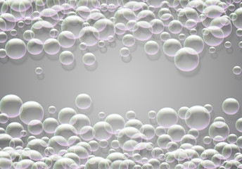 Soap bubbles abstract background with rainbow colored airy foam