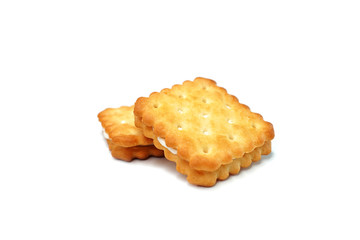A stack of delicious wheat round biscuits with cream