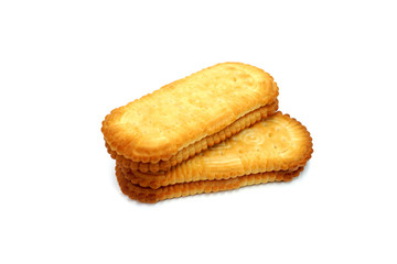 A stack of delicious wheat round biscuits with cream