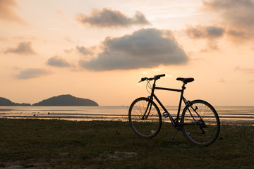 Fototapeta na wymiar Bicycle parking on the beach