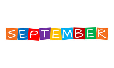 september, text in colorful rotated squares
