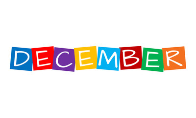 december, text in colorful rotated squares