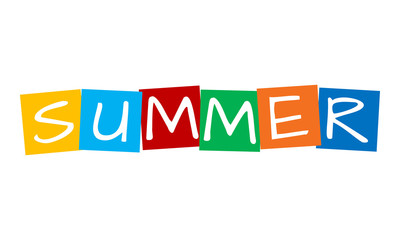 summer, text in colorful rotated squares