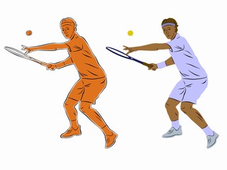 Obraz premium silhouette of a tennis player, vector draw