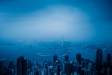 view of victoria harbor in Hong Kong,China.