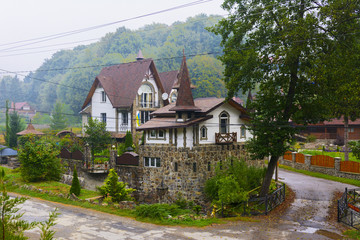 Fototapeta na wymiar Residential private house in the mountain village