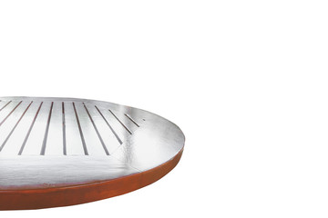 Brown old wooden shelf with shadow use for put your products or something isolated on white background.