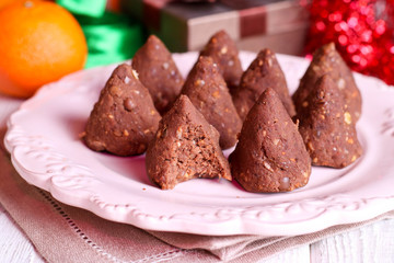 Homemade healthy sweet chocolate truffles
