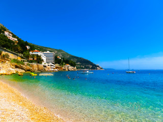 Dubrovnik, Croatia - Tourists on beach Banje