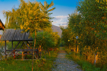 Lake in the mountains for recreation and fishing