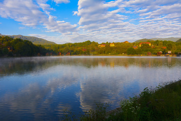 Lake in the mountains for recreation and fishing