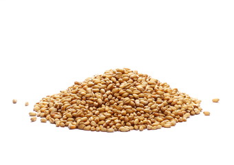 Wheat pile side view on white background