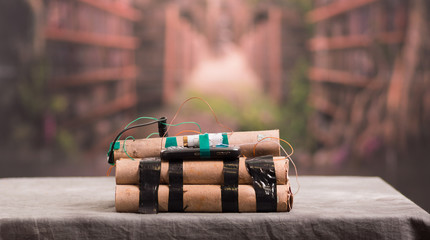 Close up shot of improvised explosive device bomb