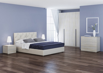 Bedroom interior design. 3D rendering.