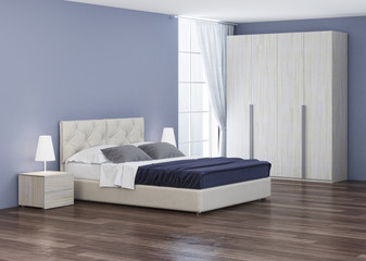 Bedroom interior design. 3D rendering.