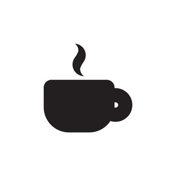 Vector icon or illustration showing cup of coffee or tea in one color
