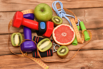 The concept of a healthy lifestyle, sports and diet