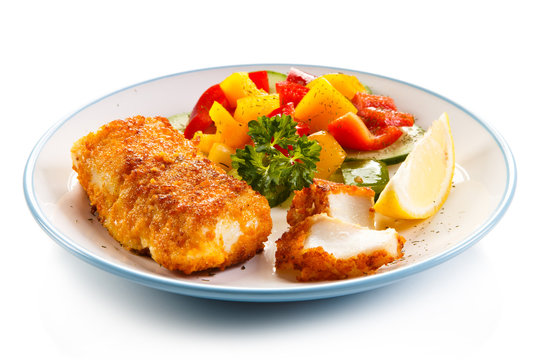 Fish dish - fried fish with vegetables