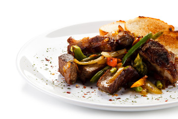 Roast meat with toast