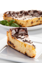 Cheesecake with chocolate icing