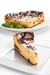 Cheesecake with chocolate icing