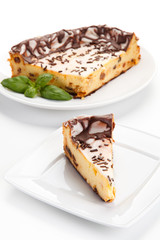 Cheesecake with chocolate icing