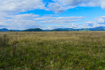 Obraz premium The landscape of fields and mountains in western Ukraine