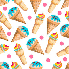 Seamless pattern with ice-cream