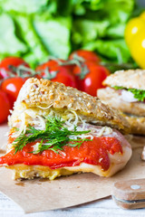 Sandwich with chicken and dried pepper