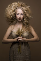studio portrait of a cute girl