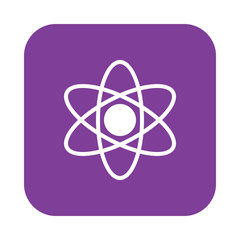 Atom flat icon, filled vector sign, colorful pictogram on rounded square button isolated on white. Science symbol, logo illustration. Flat design, pixel perfect