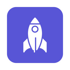 Rocket flat icon, filled vector sign, colorful pictogram on rounded square button isolated on white. Startup symbol, logo illustration. Flat design, pixel perfect