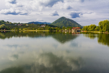 Obraz premium Lake in the mountains for recreation and fishing